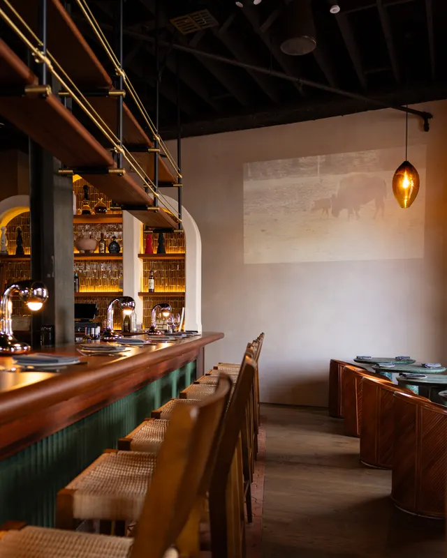 The bar room under the mural at Amado, Burlingame