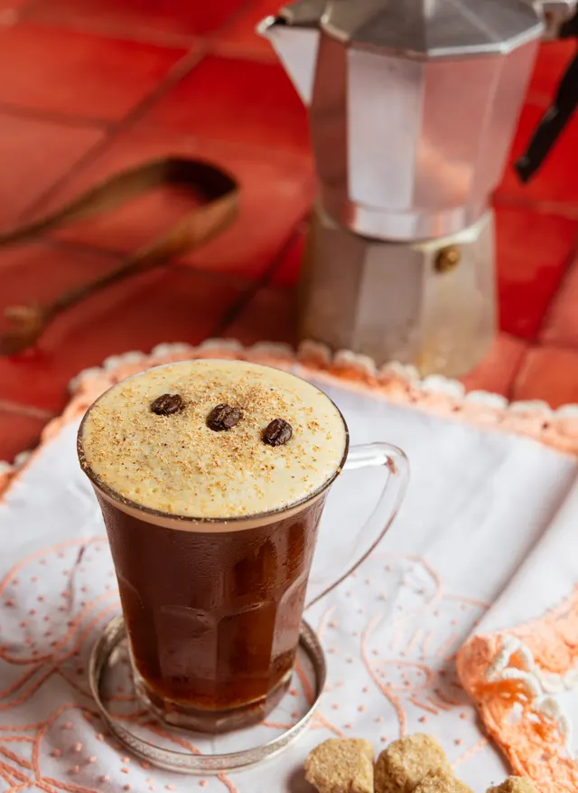 A spiced espresso drink with three beans, from Caribbean Cocktails for Ten Speed Press