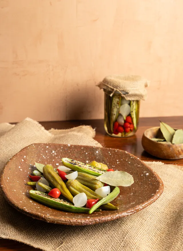 Pickled vegetables on the recipe set, from Caribbean Cocktails for Ten Speed Press