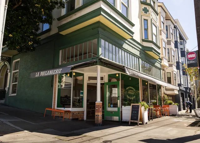 The corner storefront of La Boulangerie on Cole Street, San Francisco