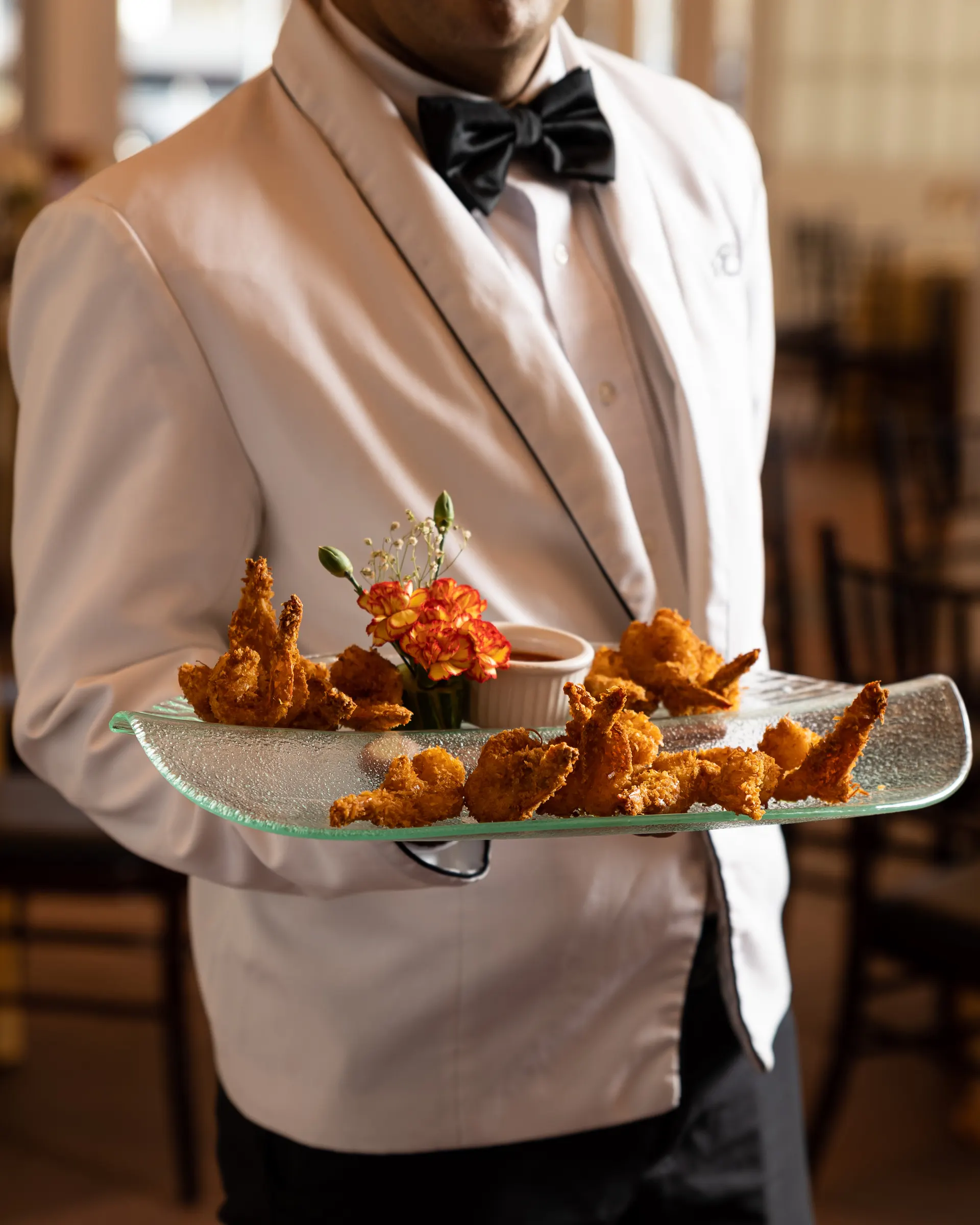 White-glove canapé service for Scott's Seafood, Oakland