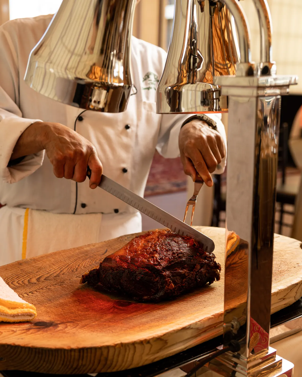 Prime rib carved at the station for Scott's Seafood, Oakland