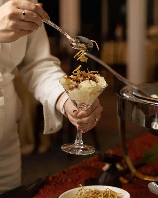 A seafood parfait carried to the floor for Scott's Seafood, Oakland