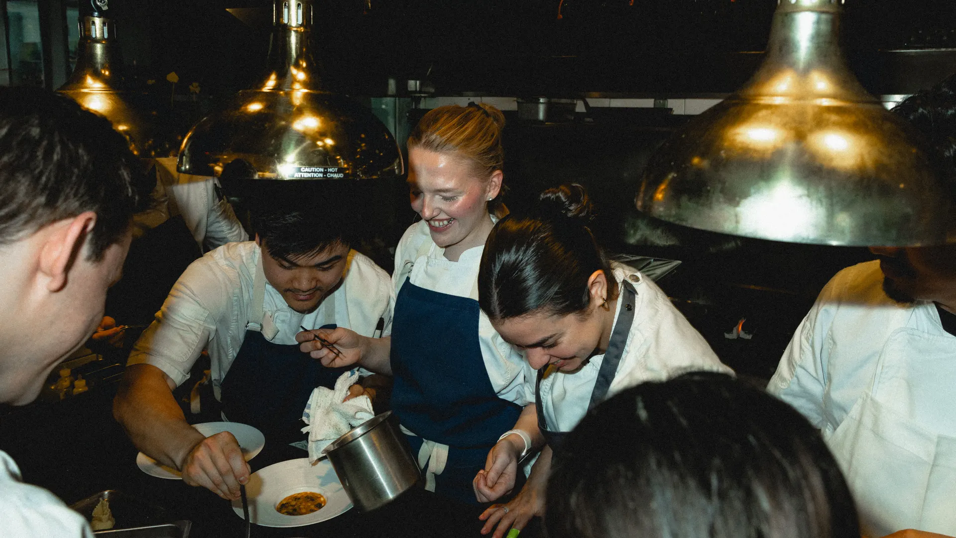 Service in full swing across the kitchen at Sorrel, San Francisco